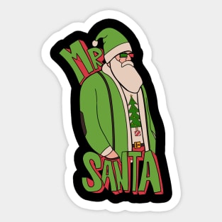 Green Mr Santa Sticker